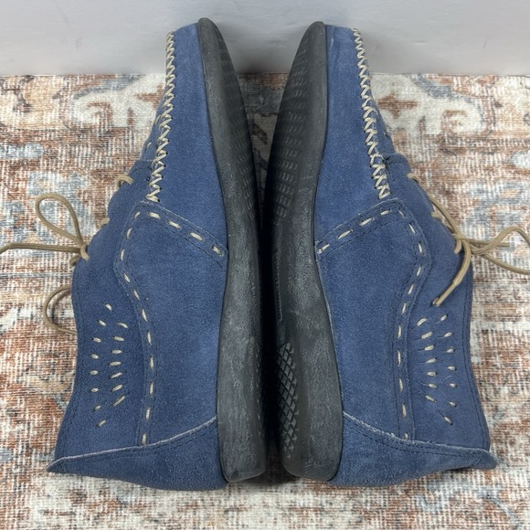 Minnetonka Boots 7.5 Blue Suede Leather Ankle Booties Moc Toe Chukka Moccassin - Picture 4 of 8